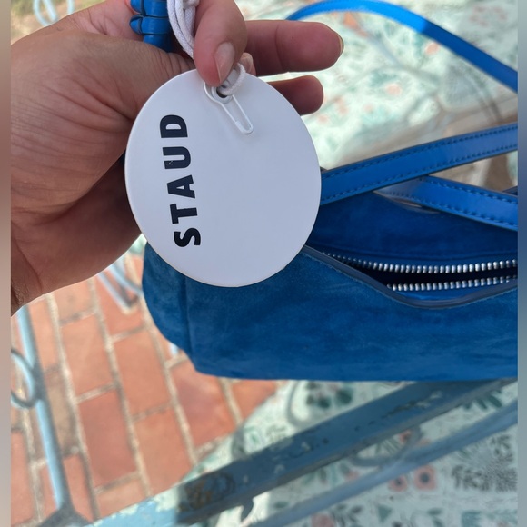 STAUD Valerie Director Blue Suede Bag NWT - Picture 7 of 13